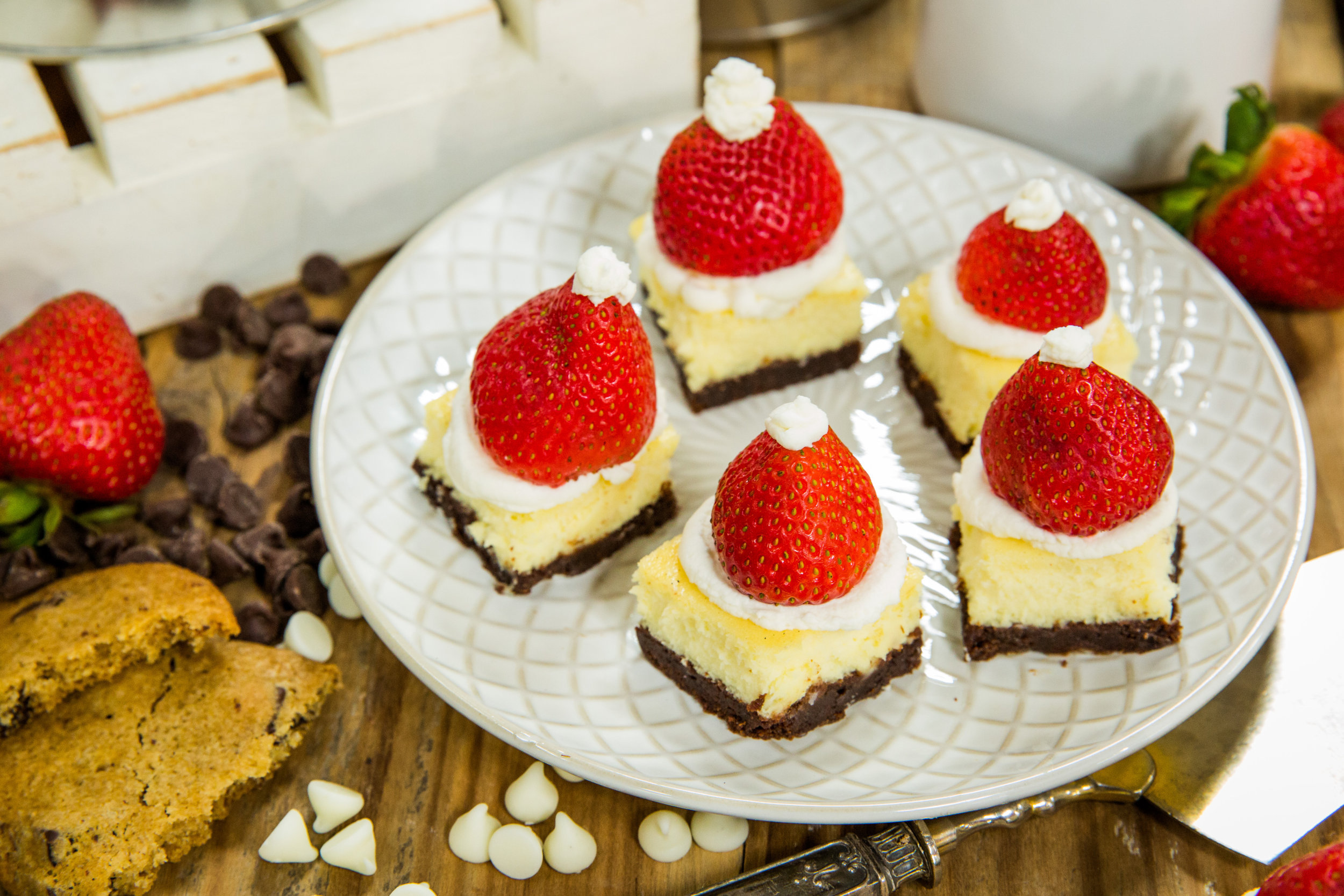 Recipe - Home &amp; Family: Santa Hat Mini Cheesecakes with Triple