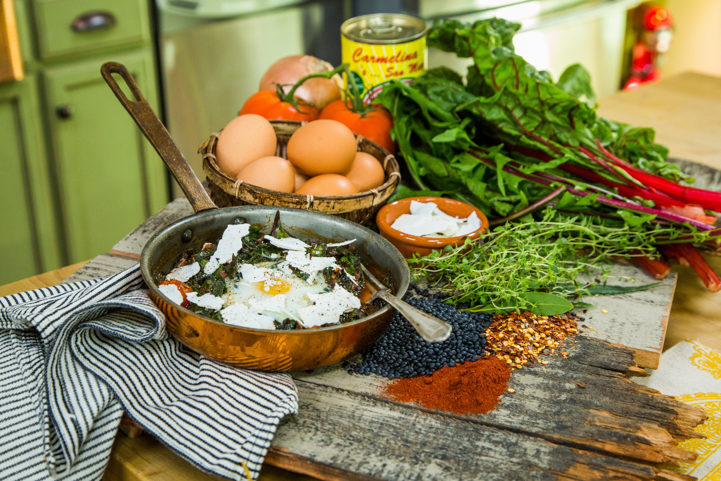 Recipes Braised Lentils & Greens with Poached Eggs Home & Family