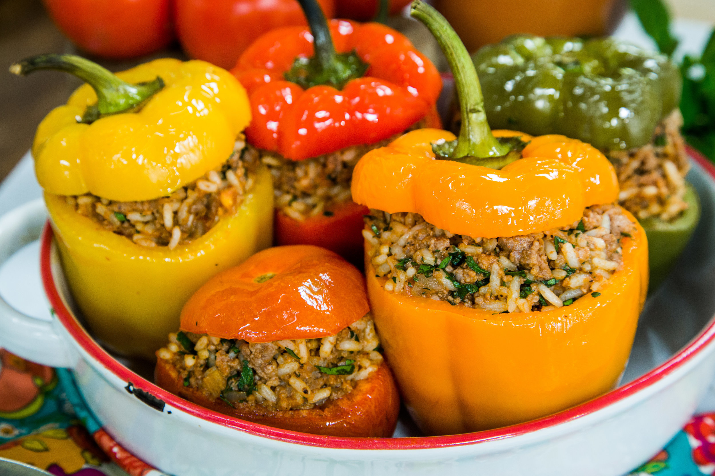 Recipe Home & Family Gemista Stuffed Peppers and Tomatoes